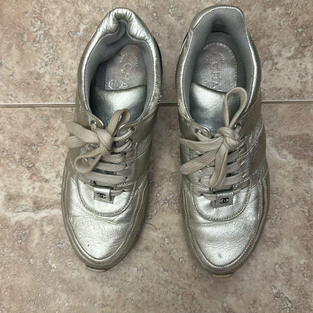 Silver Chanel sneakers